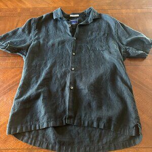 Tommy Bahama 100% Silk Black Short Sleeve Button Up Shirt Mens XL